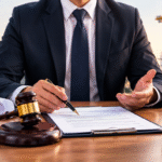 Construction dispute lawyer in Dubai reviewing building contracts, construction plans and legal documents